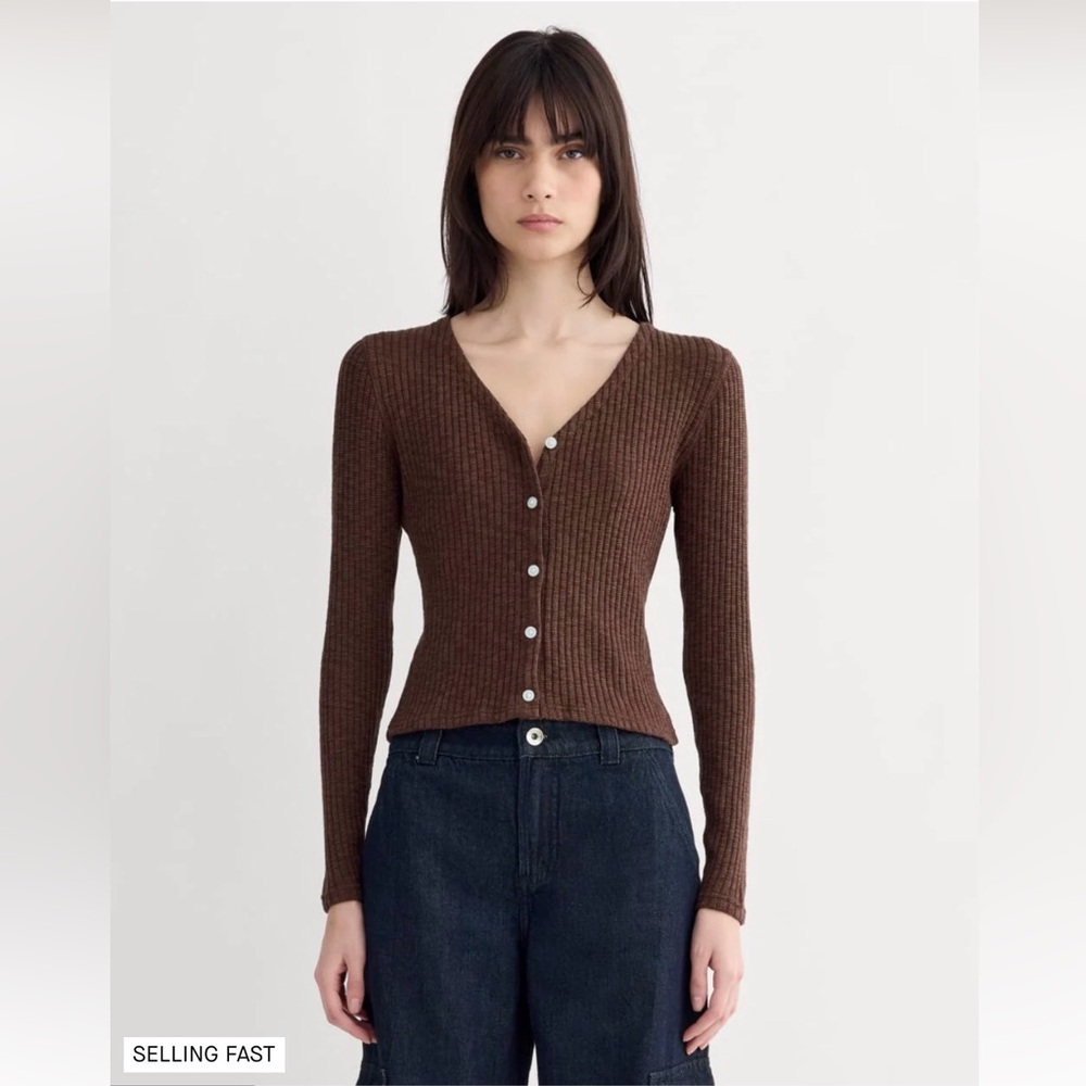 EVERLANE: THE COZY RIB CARDIGAN - Dark Mahagony - Size Small - Gently used